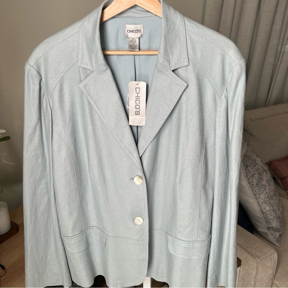 Chico’s Captiva Isle Trentino Jacket Light Blue Size 3 NWT $128 - Picture 1 of 15